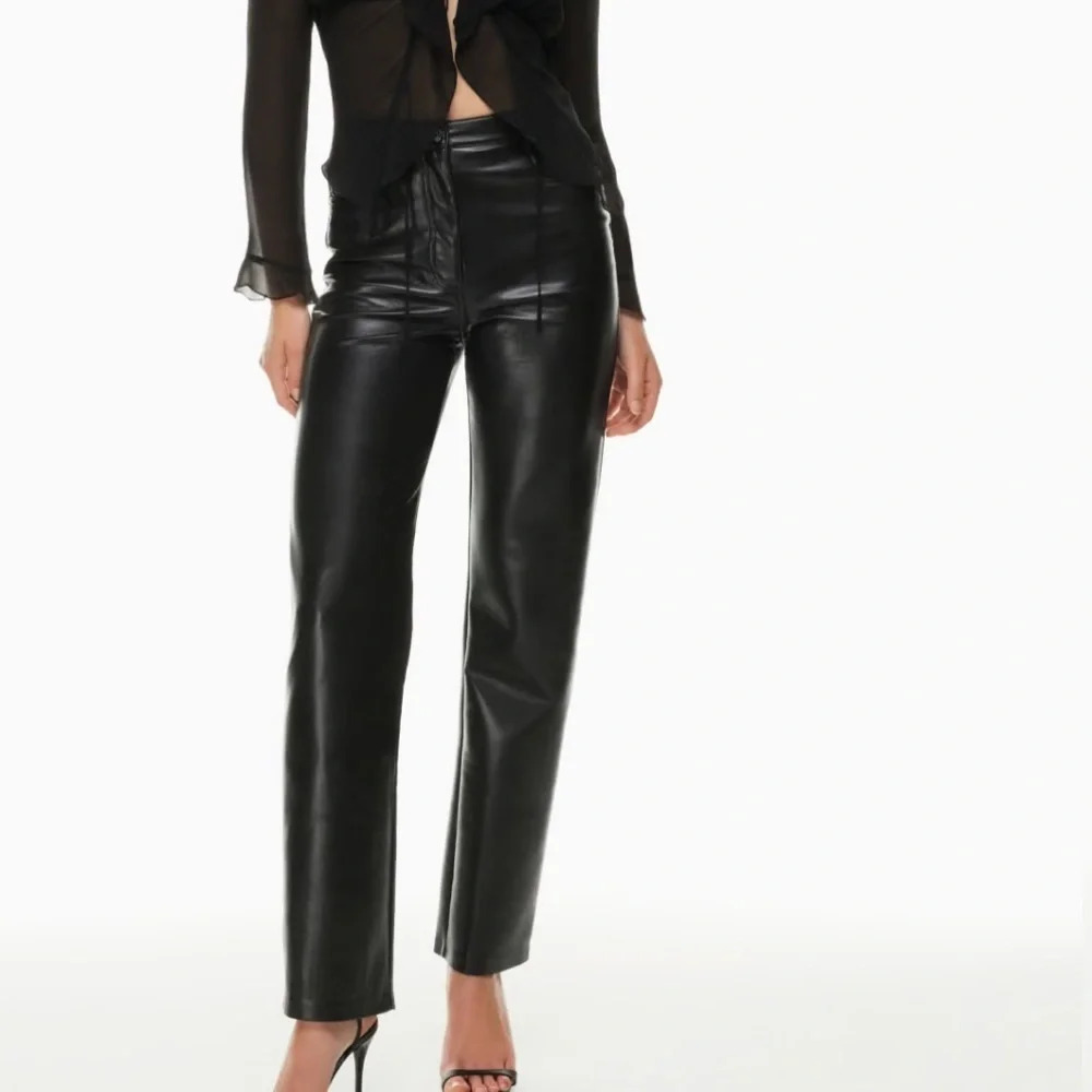 Aritzia Wilfred Melina Pants Vegan Leather Straight Leg Pants Highrise 8